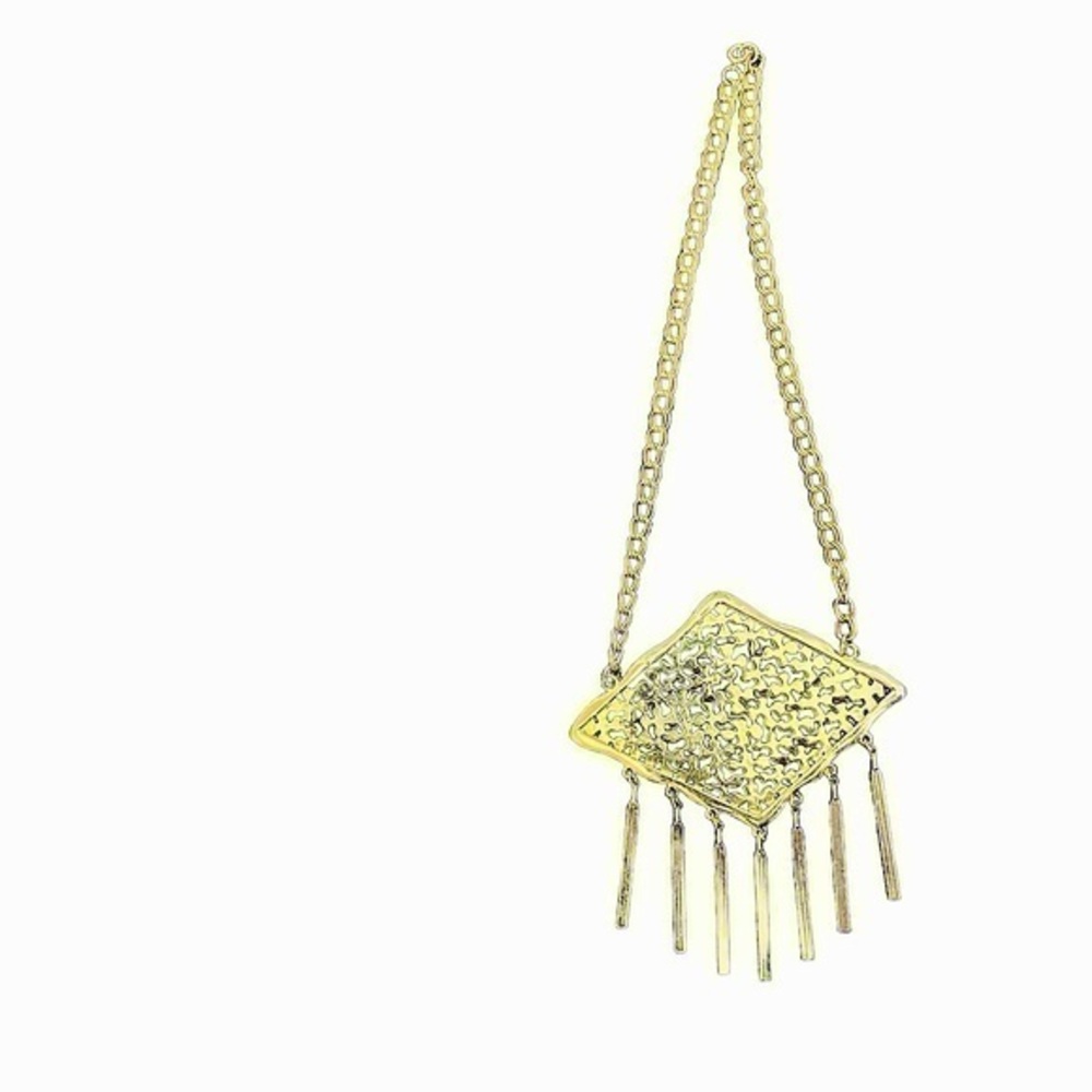 Vintage Gold Tone Pendant Necklace Dangles Filigree 1990s Rare Retro Trending